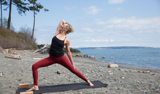 Premium Photo  Yoga lessons online positive yoga girl doing